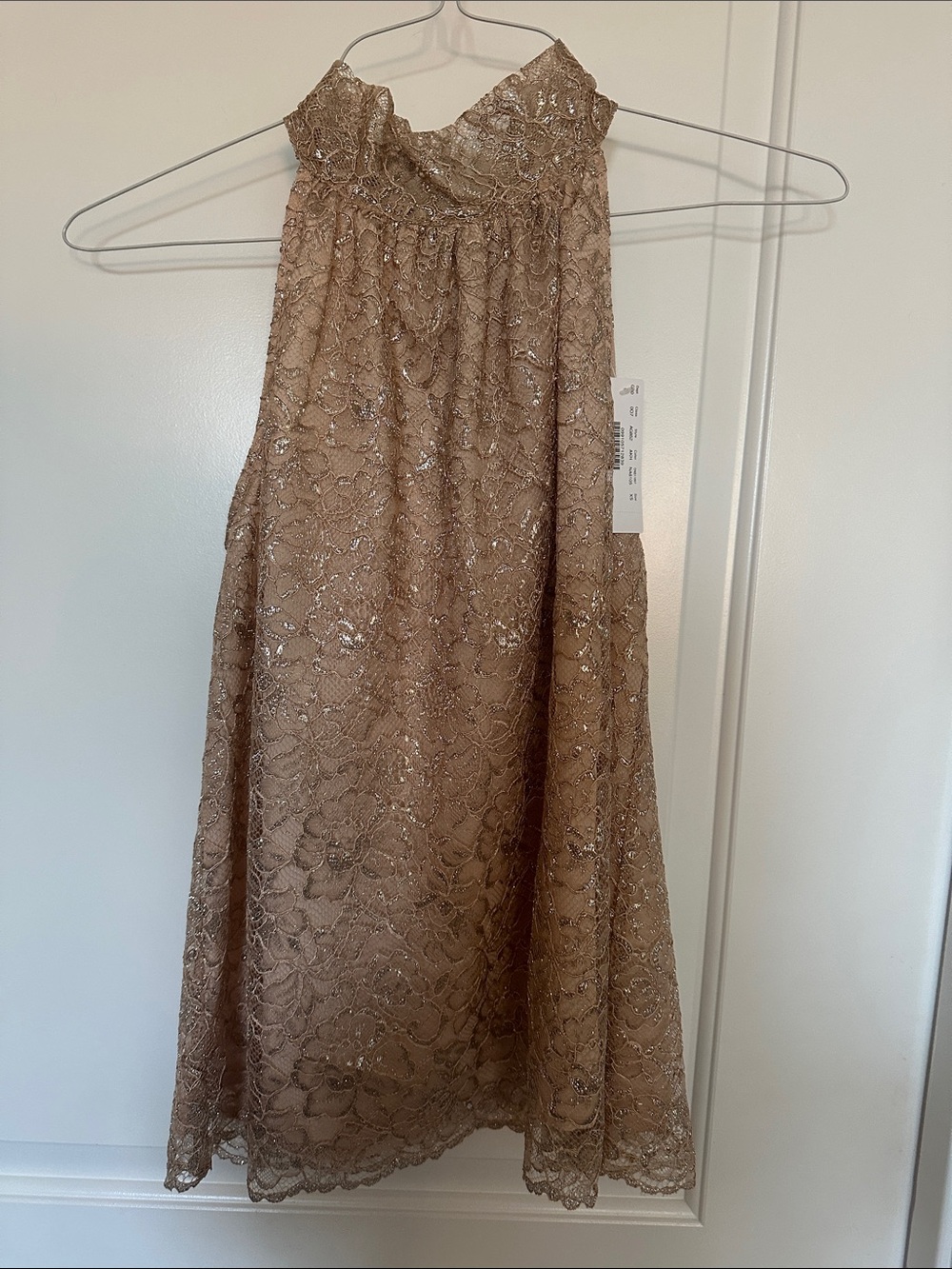 J. Crew Champagne Lace Halter Shell Top
